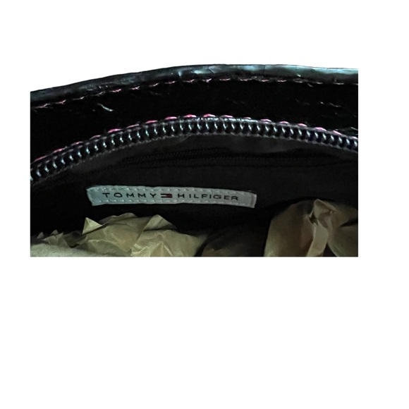 Tommy Hilfiger Crinkle Black with pink stitching Satchel Handbag. - Picture 7 of 7